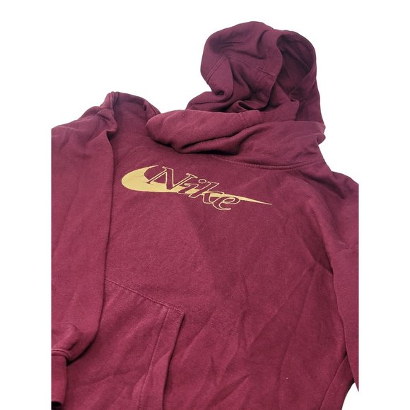 Nike Cowl Neck Hooded Sweatshirt Burgandy Size Medium Women's Hoodie - Picture 3 of 6